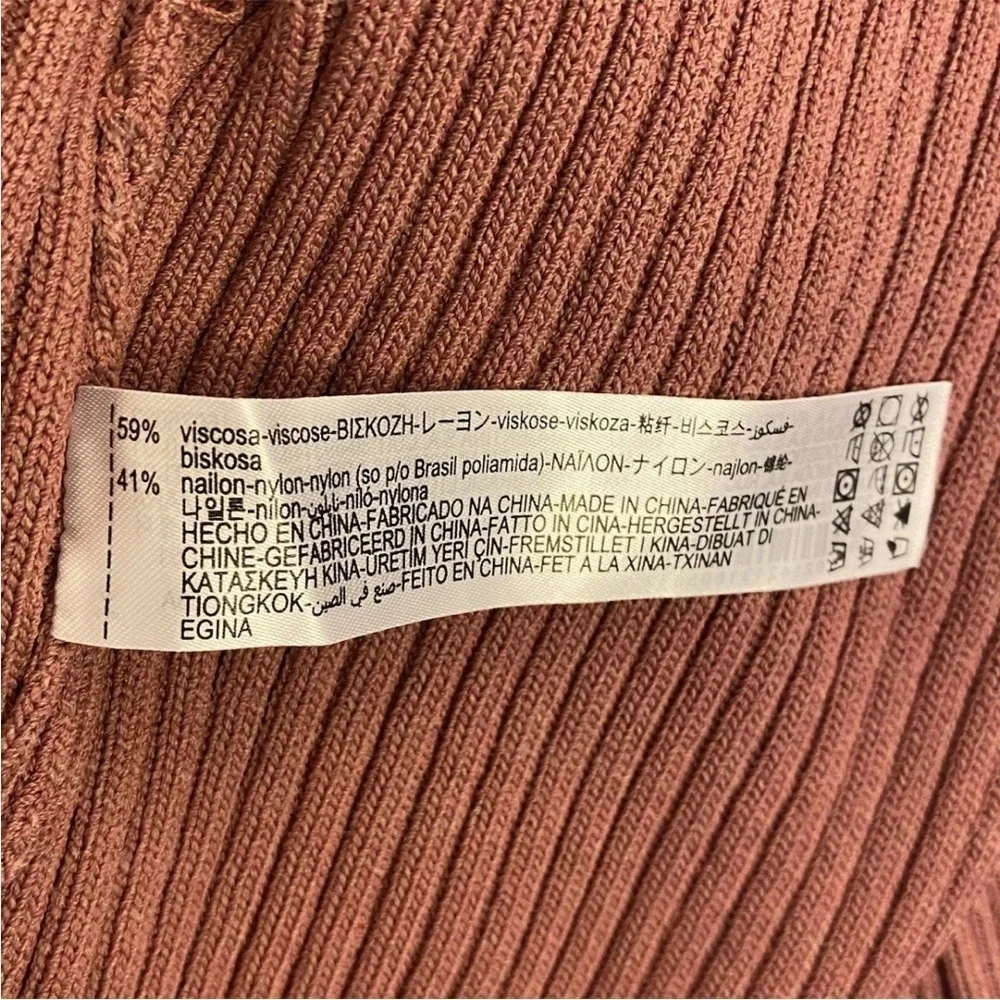Zara Women's Ribbed Knit Tie Front Long Sleeve Crop Cardigan Sweater Top Size M